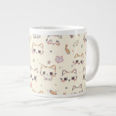 Funny Cat Meow Cartoon Pattern Grote Koffiekop (Voorkant rechts)