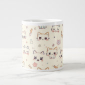 Funny Cat Meow Cartoon Pattern Grote Koffiekop (Voorkant)