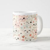 Funny Cat Meow Cartoon Pattern Grote Koffiekop (Voorkant rechts)