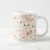 Funny Cat Meow Cartoon Pattern Grote Koffiekop (Rechts)