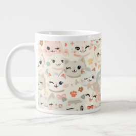 Funny Cat Meow Cartoon Pattern Grote Koffiekop
