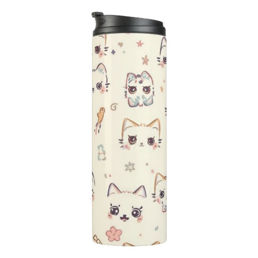 Funny Cat Meow Cartoon Pattern Thermosbeker (Geroteerd rechts)