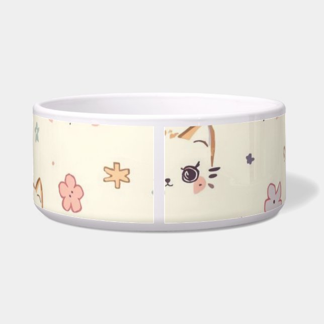 Funny Cat Meow Cartoon Pattern Voerbakje (Achterkant)