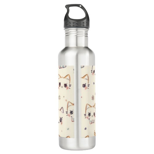 Funny Cat Meow Cartoon Pattern Waterfles (Achterkant)