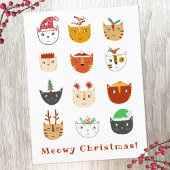 Funny Cat Meowy Briefkaart kerstfeestdag