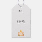 Funny Cat Meowy kerstboomverlichting Waterverf Cadeaulabel (Achterkant)