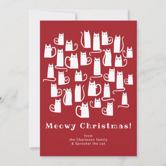Funny Cat Meowy Kerstfeestdag Kaart (Voorkant)