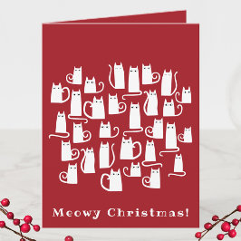 Funny Cat Meowy Kerstfeestdag Kaart