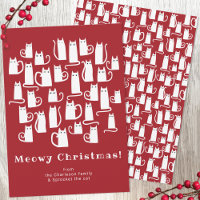 Funny Cat Meowy Kerstfeestdag Kaart
