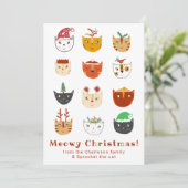 Funny Cat Meowy Kerstfeestdag Kaart (Staand voorkant)