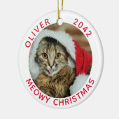 Funny Cat Meowy kerstfoto Keramisch Ornament (Links)