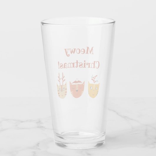 Funny Cat Meowy Kerstmis Glas (Achterkant)