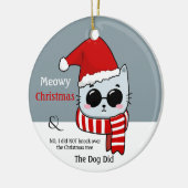 Funny Cat Meowy Kerstmis Keramisch Ornament (Links)