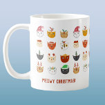 Funny Cat Meowy Kerstmis Koffiemok<br><div class="desc">Een stel leuke en leuke katten in wintervakantie petten en accessoires om je te laten glimlachen. Originele kunst van Nic Squirrell. Verander de tekst om aan te passen.</div>