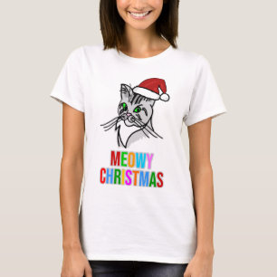 Funny Cat Meowy Kerstmis T-shirt