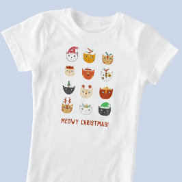 Funny Cat Meowy Kerstmis T-shirt