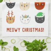 Funny Cat Meowy Kerstmis Theedoek (Gevouwen)
