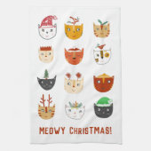 Funny Cat Meowy Kerstmis Theedoek (Verticaal)