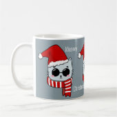 Funny Cat Meowy-Mok voor kerstmis Koffiemok (Links)