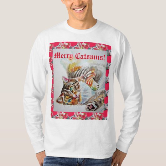 Funny Cat Merry cats Mannen T Shirt (Voorkant)