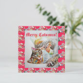 Funny Cat Merry Catsmas met kerstkaart Kaart (Staand voorkant)