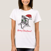 Funny Cat Merry Kerstmis aanpasbaar T-shirt (Voorkant)
