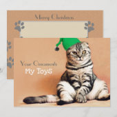 Funny Cat Merry Kerstmis op persoonlijke titel Feestdagenkaart (Voorkant / Achterkant)