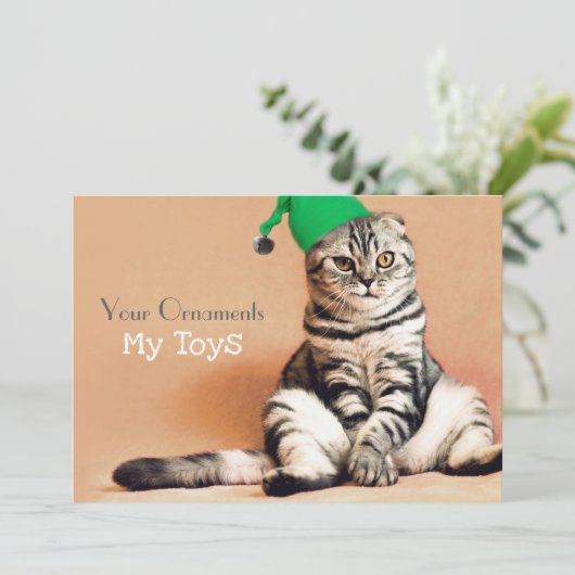 Funny Cat Merry Kerstmis op persoonlijke titel Feestdagenkaart (Staand voorkant)