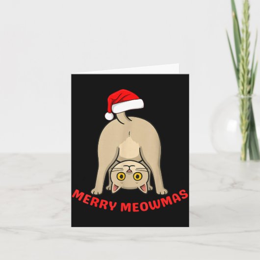 Funny Cat Merry Meowmas Xmas Lover Men Women Kids  Kaart (Voorkant)