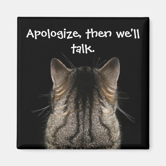 Funny Cat met Back Turned wil excuses Magneet (Voorkant)