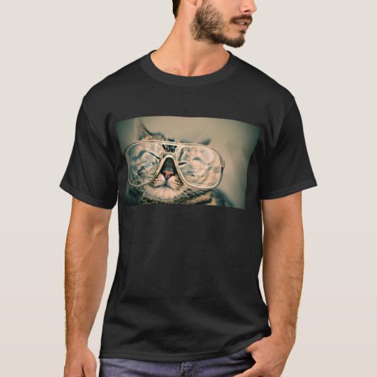 Funny Cat met bril T-shirt (Voorkant)