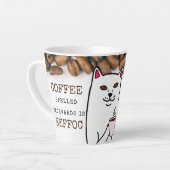 Funny Cat met Coffee Cup en Words Mok (Linkerhoek)