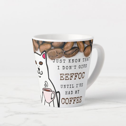 Funny Cat met Coffee Cup en Words Mok (Rechterhoek)