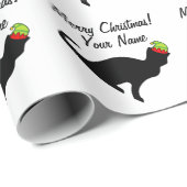 Funny cat met elf petten kerstpapier cadeaupapier (Rol Hoek)