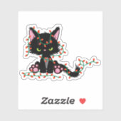 Funny Cat met kerstversiering Sticker (Vel)