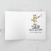 Funny Cat met Knife Birthday Card Kaart (Binnen)