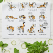 Funny Cat met lichaamstaal, mooie emoties Theedoek (Gevouwen)