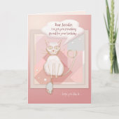 Funny Cat met Mouse Birthday Kaart (Voorkant)