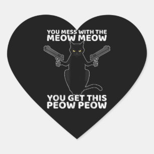 Funny Cat met Pistolen die je met de maaie maaien Hart Sticker