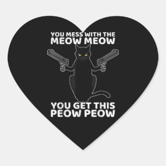 Funny Cat met Pistolen die je met de maaie maaien Hart Sticker