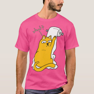 Funny Cat met toiletpapier T-shirt