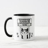 Funny Cat met waarschuwingsbanner voor mannen Mok (Links)