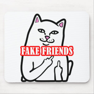 Funny Cat Middle Finger Fake Friends Muismat