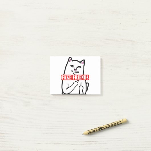 Funny Cat Middle Finger Fake Friends Post-it® Notes (Op bureau)