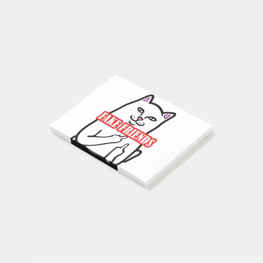 Funny Cat Middle Finger Fake Friends Post-it® Notes (Schuin)