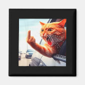 Funny Cat Middle Finger Hilarious Cat In The Car C Magneet (Voorkant)