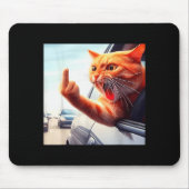 Funny Cat Middle Finger Hilarious Cat In The Car C Muismat (Voorkant)