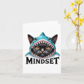 Funny Cat, Mindset Motivational Saying, Shark  Kaart (Gele Bloem)
