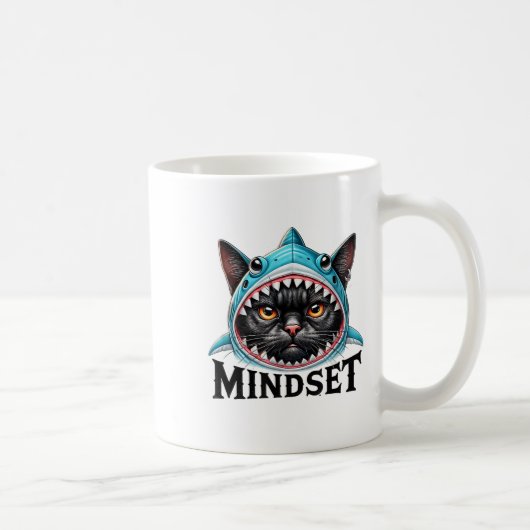 Funny Cat, Mindset Motivational Saying, Shark  Koffiemok (Rechts)