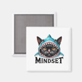 Funny Cat, Mindset Motivational Saying, Shark Magneet (Voorkant / Achterkant)